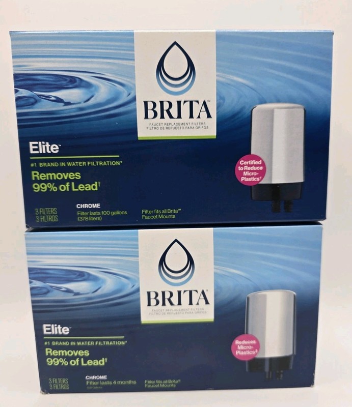 6 Brita Replacement Water Filters (2 Boxes) for Brita Tap Faucet Mounts Chrome