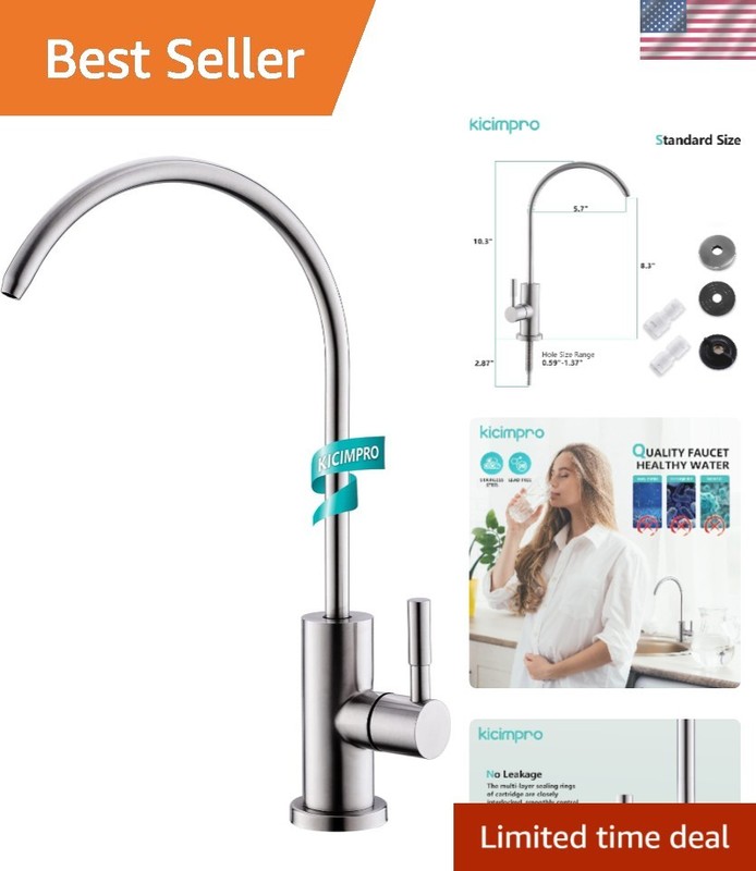 Brushed Nickel Lead-Free Water Filter Faucet with 360 Swivel for Kitchen Sinks