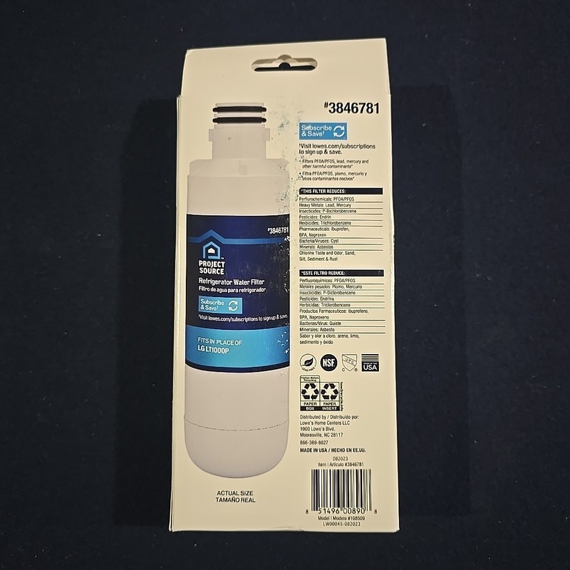Project Source 6-Month Twist-in Refrigerator Water Filter L-5-2 Fits LG #3846781 gallery