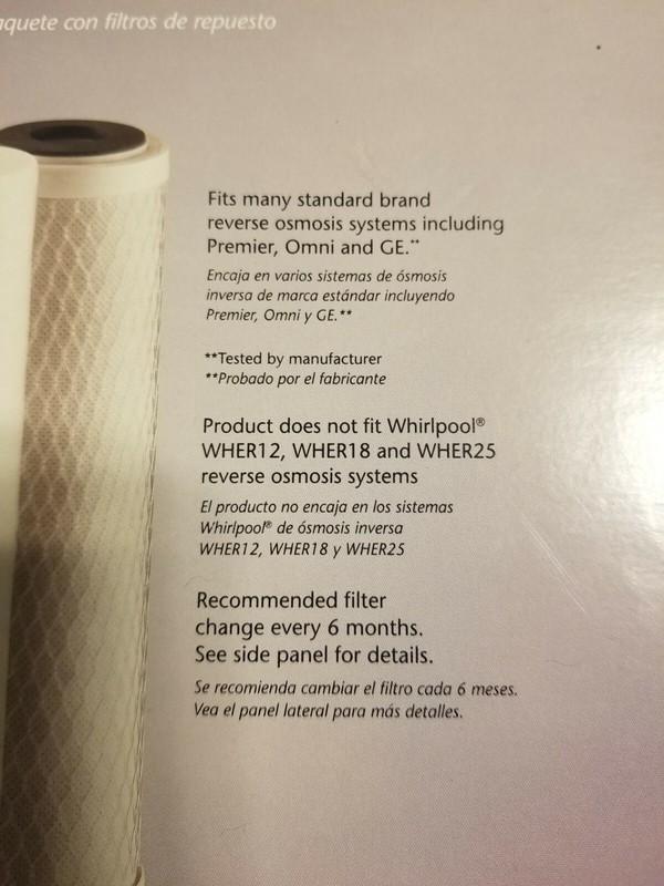 NIB Whirlpool Reverse Osmosis Replacement Filter Pack Model WHERPF gallery