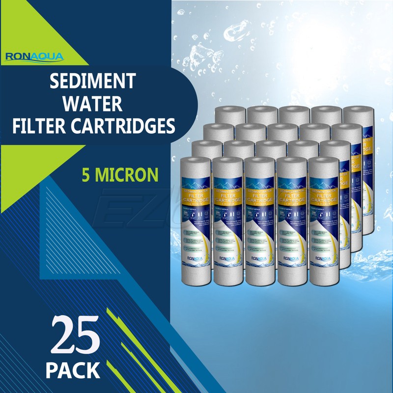 25pc Sediment 5 Micron Water Filters Cartridge 2.5″ x 10″ for Reverse Osmosis
