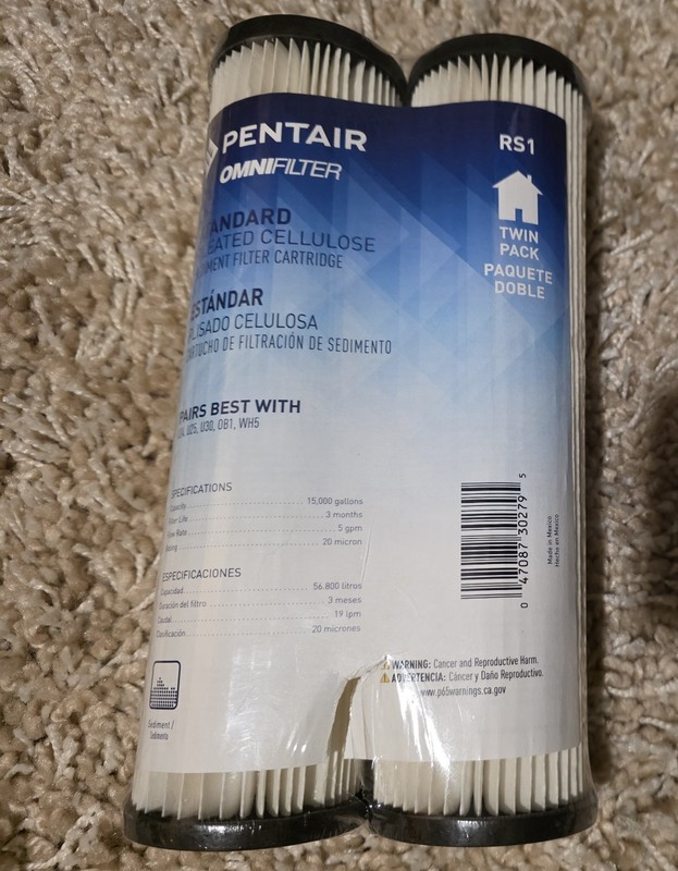 NEW 2-pk Omnifilter RS1 Standard Pleated Cellulose Sediment Filter Cartridge