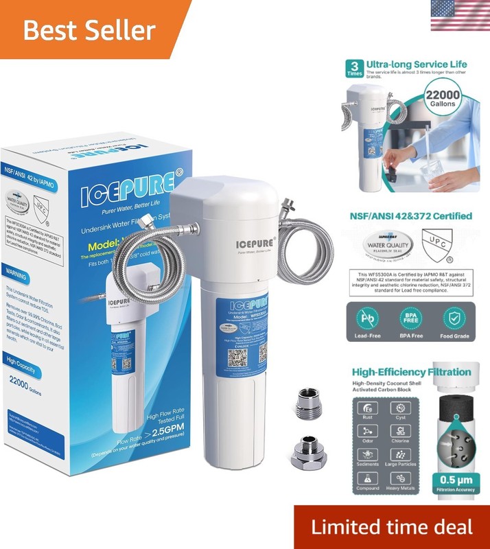 Under Sink Water Filter System, 3 or 22000 Gallons Ultra High Life NSF/ANSI …