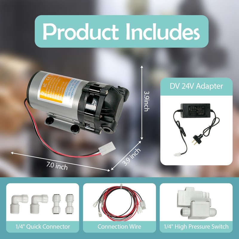200 GPD Booster Pump Kit for Home RO Reverse Osmosis Water Purification System gallery