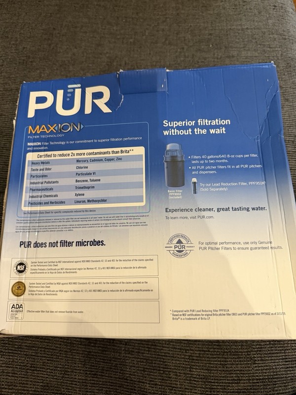 PUR 7 Cup Water Filter Pitcher NSF Certified 2 in 1 Filtration White Blue gallery