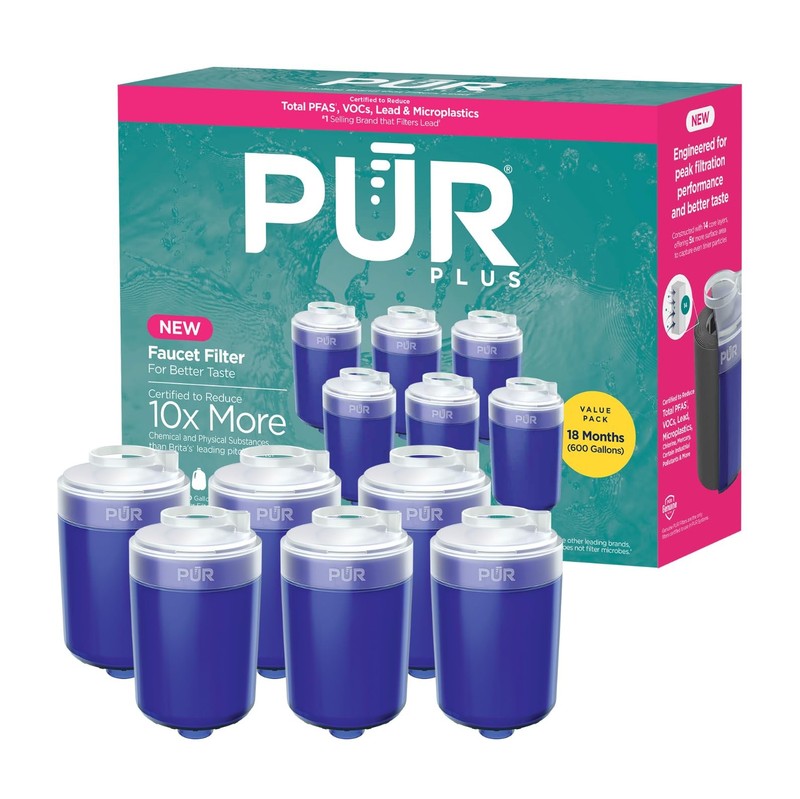PUR Plus Mineral Core Faucet Mount Water Filter Replacement, Count of 6, Blue