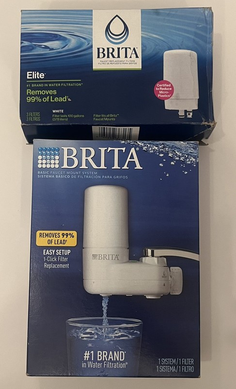 BRITA Faucet Mount WATER SYSTEM High Quality New In Box & 3 Replacement Filters