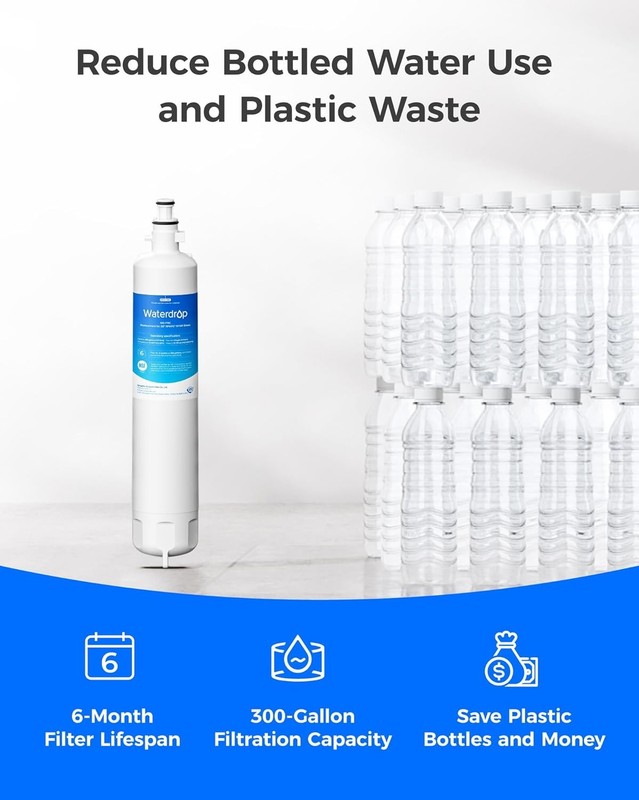 Waterdrop Refrigerator Water Filter, Replacement for GE® RPWFE (With Chip), 3 gallery