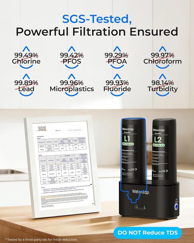 Waterdrop DLG-L Under Sink Water Filtration System with Separate Faucet, 2 Stage gallery