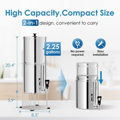 Waterdrop WD-TK-FS Gravity-fed Water Filter System, 2.25-gallon Stainless-steel