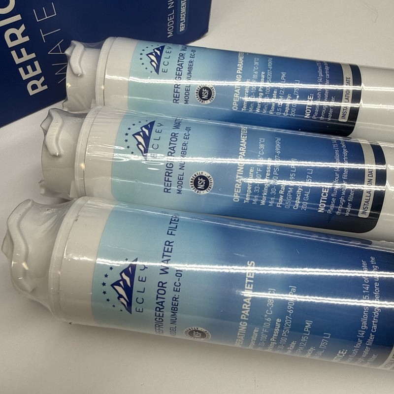 3 Pack Ecley EC-01 Replaces Frigidaire EPTWFU01 Refrigerator Water Filter Sealed