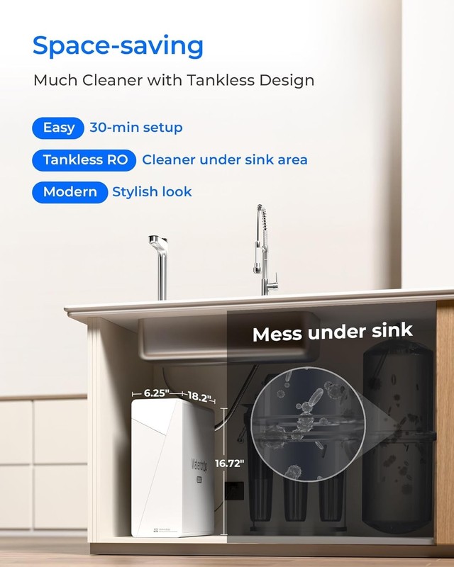 [ Dual Flow ] Waterdrop X12-PRO 1200 GPD Reverse Osmosis Water Filter, Alkaline gallery