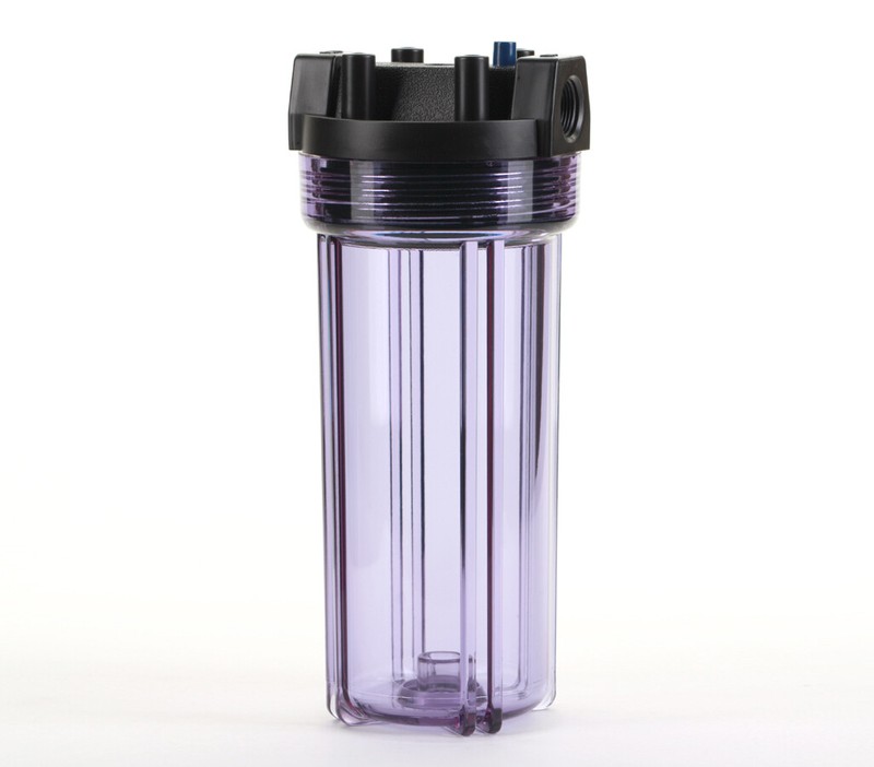 Filter Housing 10″ For Filtration Systems & Hydroponics, Clear/Black, 3/4″ Ports
