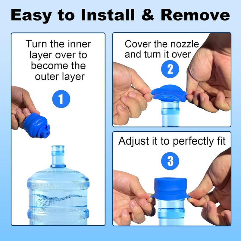 3 & 5 Gallon Water Jug Cap, 6Packreusable Food Grade Silicone Replacement Cap fo gallery