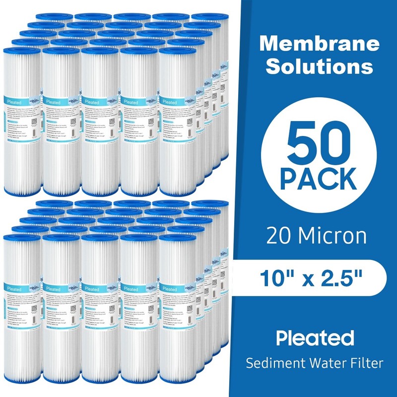 20 Micron 10″x2.5″ Washable Pleated Whole House Sediment Water Filter 1-50 Pack