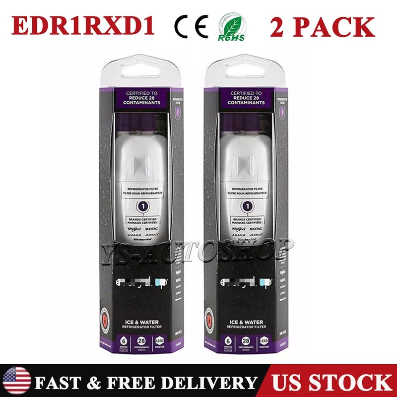 New 2Pack Replacement ΕDR1RXD1 Refrigerator Ice & Water Filter 1 Sealed Home US gallery