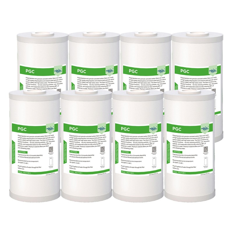 8 Pack 5 Micron 10″x4.5″ Whole House Carbon Sediment Water Filter for GE GXWH40L