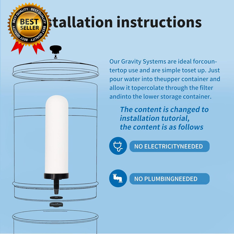 2 Pack 7'' Ceramic Water Filter Candle,7 Inch Water Filter Replacement Filters w gallery