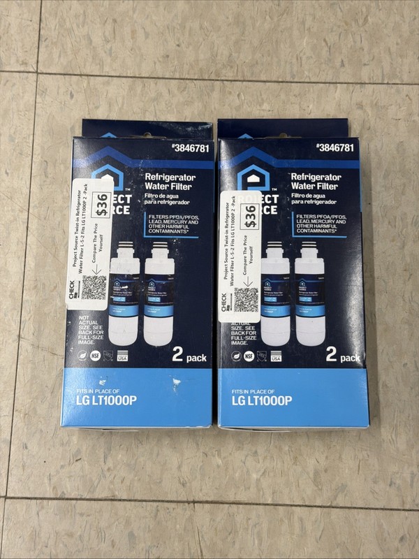 4 PACK Project Source 3846781 L-5-2 Refrigerator Water Filter fits LG LT1000P