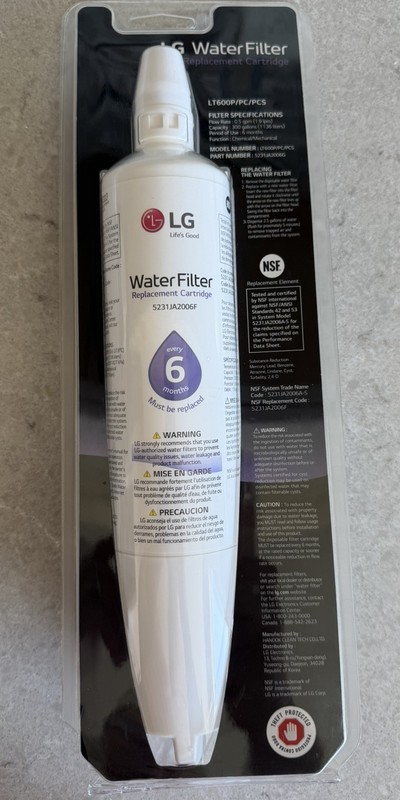 LG Water Filter Replacement Cartridge LT600P/5231JA2006F 300 Gallons 6 Months