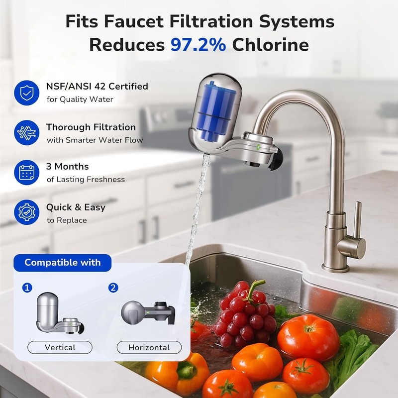 PURPLUS Faucet Filter Replacement - 2-Pack, Reduces 99% Impurities, Easy Install gallery