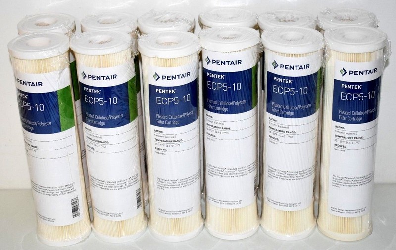12 Pentek ECP5-10 Standard 10" Pleated Under Sink Sediment Water Filter 5 Micron gallery