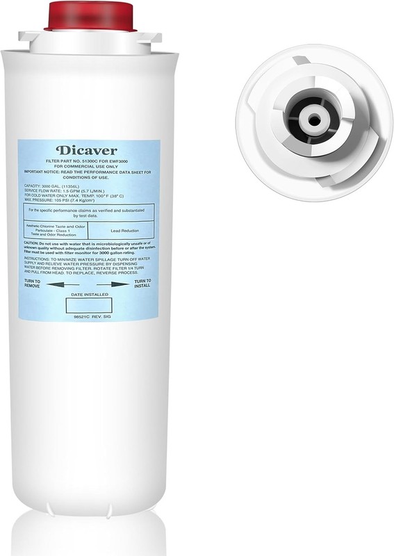 Dicaver 51300C Water Filter, Replacement for Elkay 51300C EWF3000 Filters