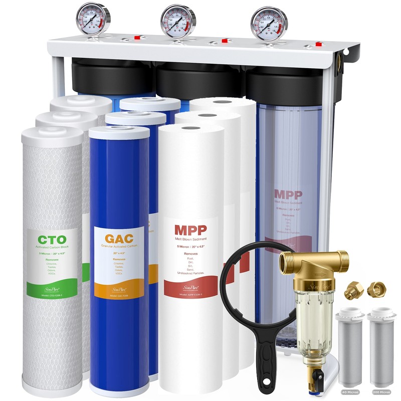 4-Stage 20"x4.5" Big Blue Whole House Water Filter System 1" NPT Port 150000 Gal
