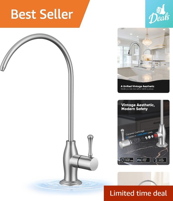Brushed Nickel Vintage Kitchen Faucet – Ergonomic, Leak-Proof, Easy Installation