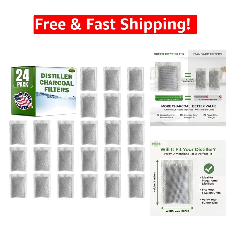 24-Pack Activated Charcoal Water Filters for Clean Tasting Water – Eco-Friendly