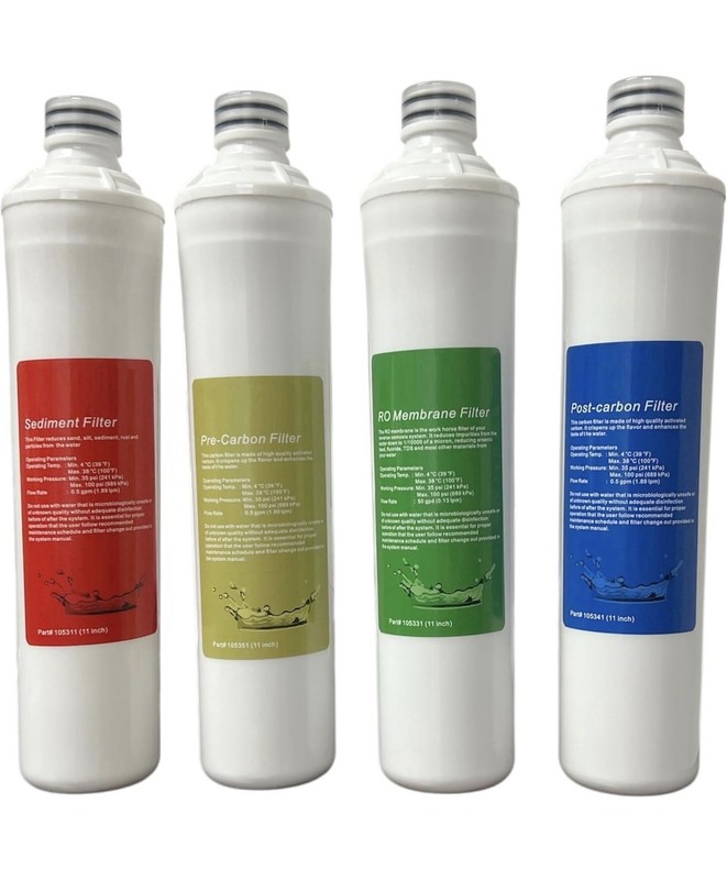 4 Pack Quick-Change Push Button Water Filter Set, for Premier RO Pure System