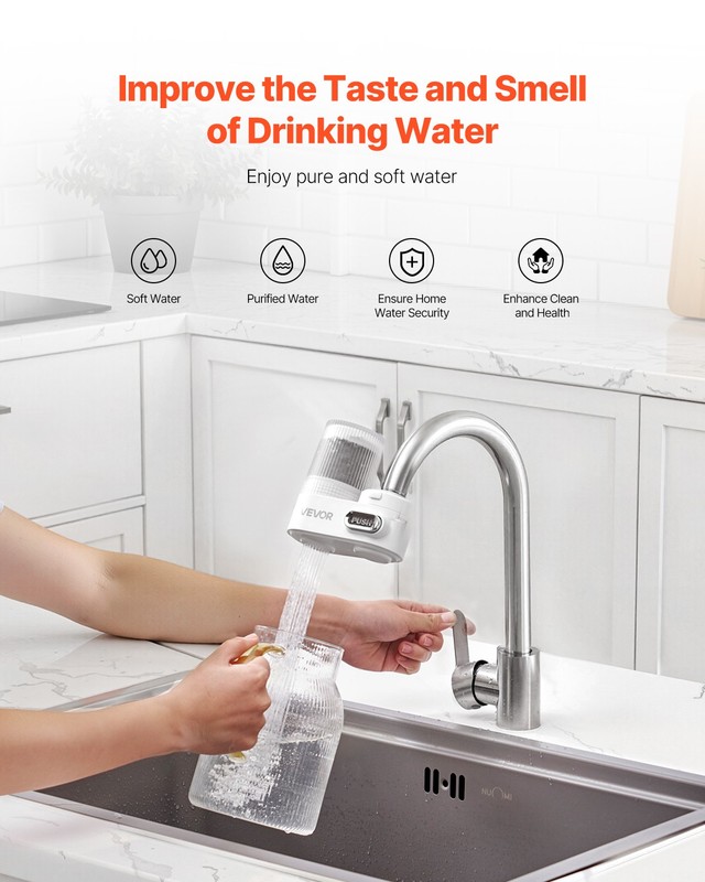 Faucet Mount Water Filter Sink Water Purifier for Kitchen Vertical White gallery
