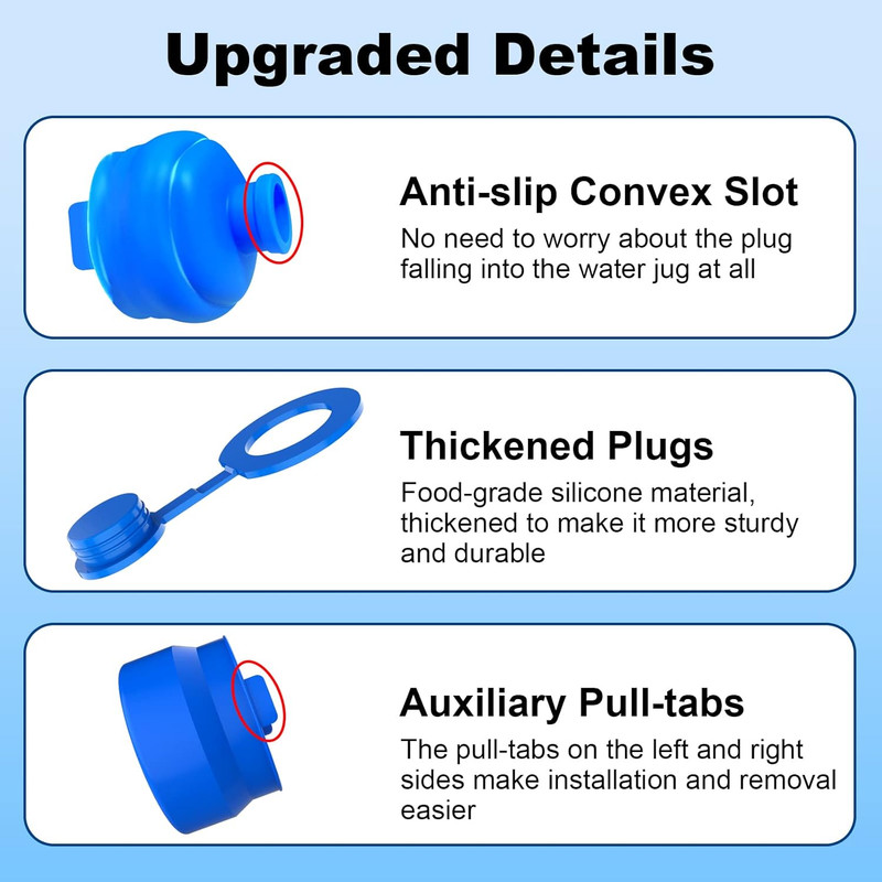 3 & 5 Gallon Water Jug Cap, 6Packreusable Food Grade Silicone Replacement Cap fo gallery