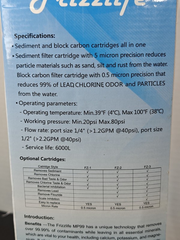 Frizzlife MK99 under sink water filtration system counter water filter W/ Faucet gallery