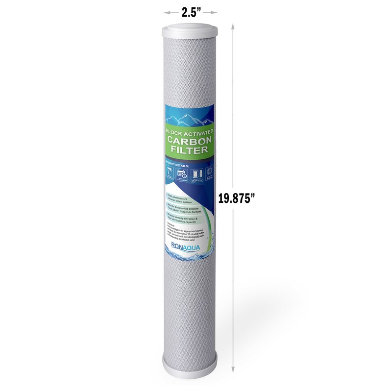 20" x 2.5" Block Carbon Water Filter 5 Micron Whole House Cartridges Set of 2 gallery