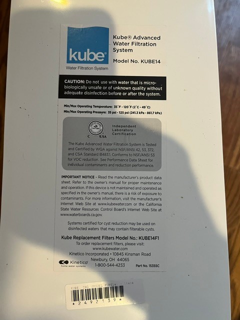 Kinetico Kube KUBE14 advanced water filtration system new in box-(no filters) gallery
