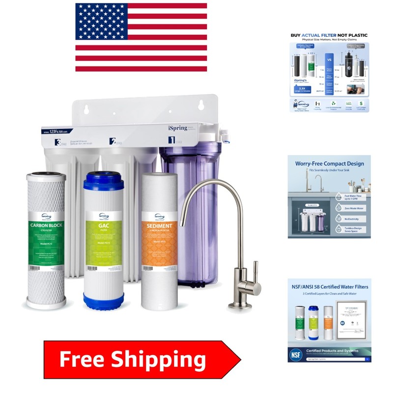 3-Stage Under Sink Water Filtration System – Portable, Leak-Proof and Efficient