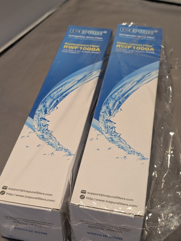 2 PACK ICEPURE RWF1000A-S replacement water filters in new sealed boxes
