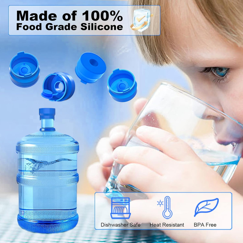 3 & 5 Gallon Water Jug Cap, 6Packreusable Food Grade Silicone Replacement Cap fo gallery