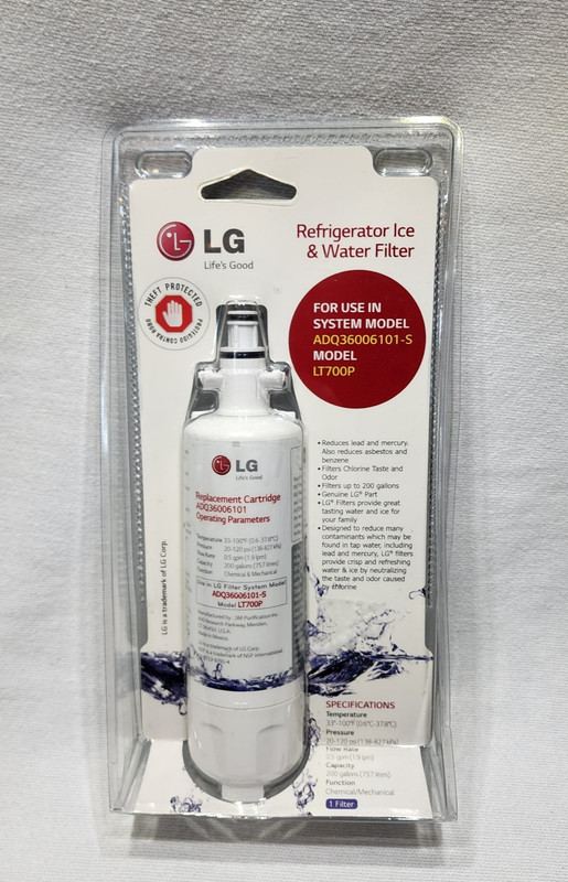 LG Refrigerator Filter LT700P/PC/PCS ADQ360061 Capacity 200 Gallons NEW Sealed