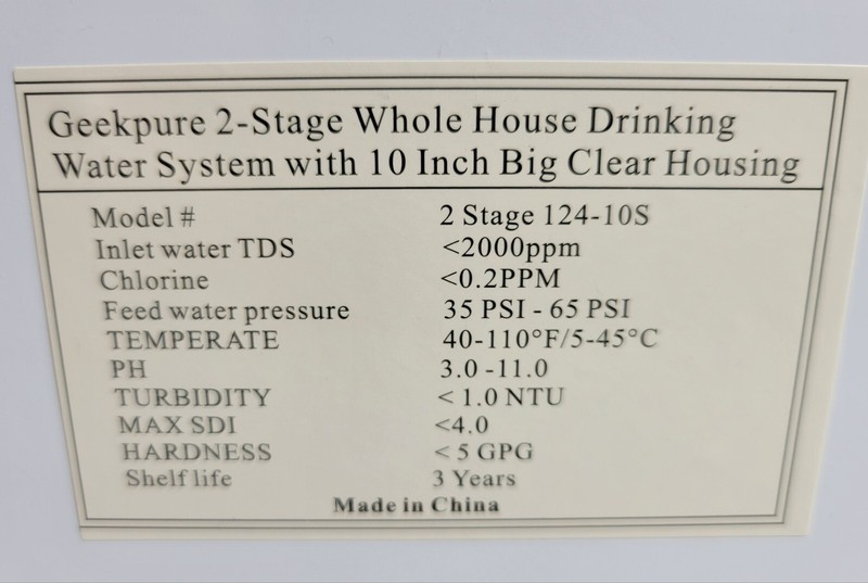 Geekpure 2 Stage Whole House Water Filter System with 10-Inch Big Clear Housing gallery