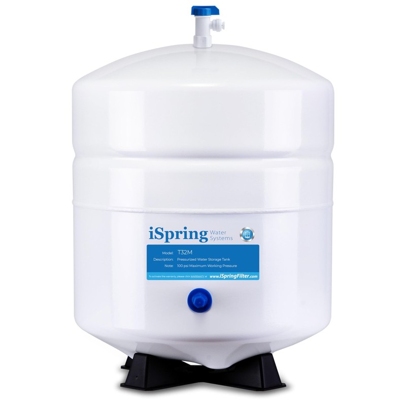 iSpring T32M Pressurized Water Storage Tank with Ball Valve 4 Gallons, White
