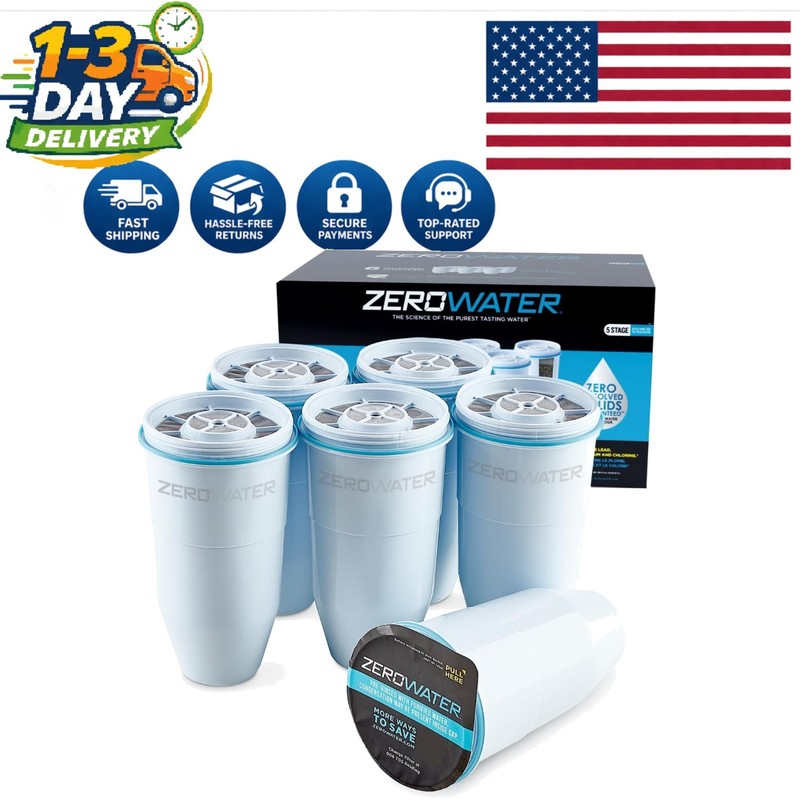 Eco-Friendly 6-Pack Water Filters – Reduces Lead & PFOA with 5-Stage Technology
