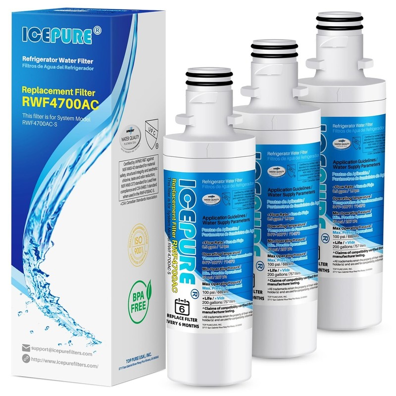 Fit For AQF-LT1000P LG LMXS28626S LMXS28626S/00 WS646A Water Ice Filter 3 PACK