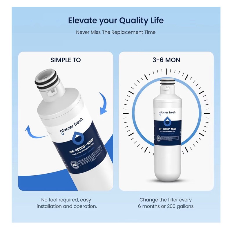 3PK WATER FILTER GF-1000-NEW LT1000PC + 4PK FILTER GLACIER FRESH ADQ73334008 gallery