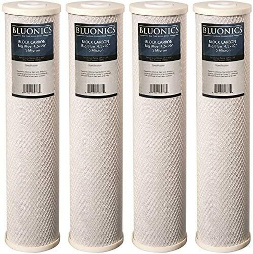 Bluonics 4 Pack CTO Carbon Block Water Filters 4.5″x 20″ Whole House Cartridges