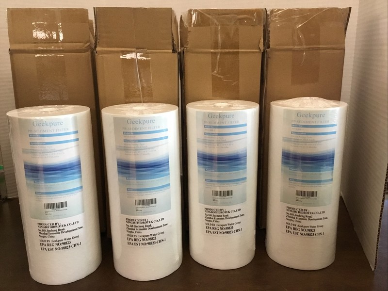 4-Pack Geekpure 10×4.5” 5 Micron Sediment Filter Whole House Water Filter System