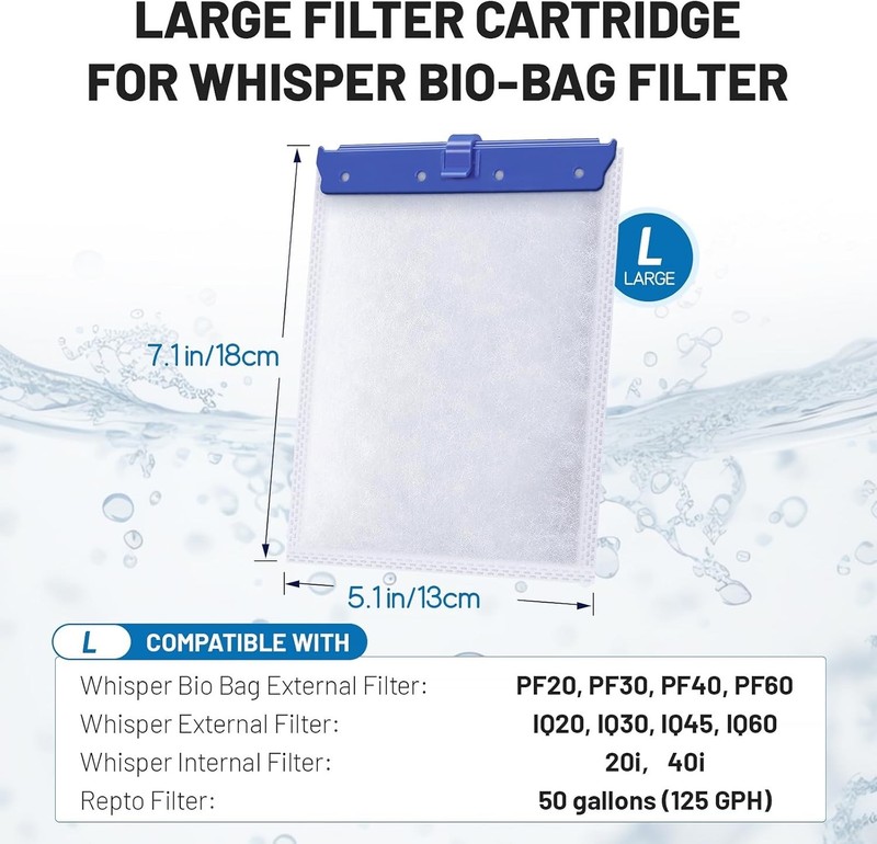 16pcs Large Filter Cartridges for Whisper Bio Bag Filters for Whisper 20i 40i... gallery
