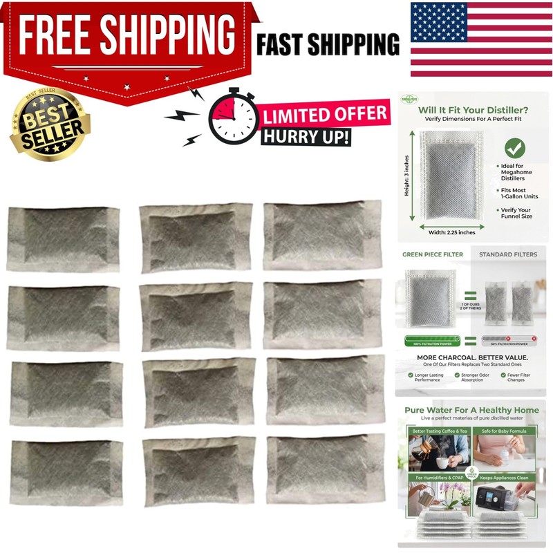 Eco-Friendly Activated Charcoal Sachets – 12 Pack for Water Distillers
