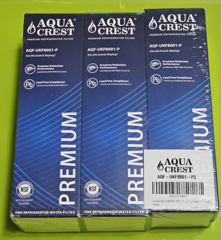(3 Pack) AquaCrest AQF-UKF8001-P Water Filters Compatible w/ Many Major Brands